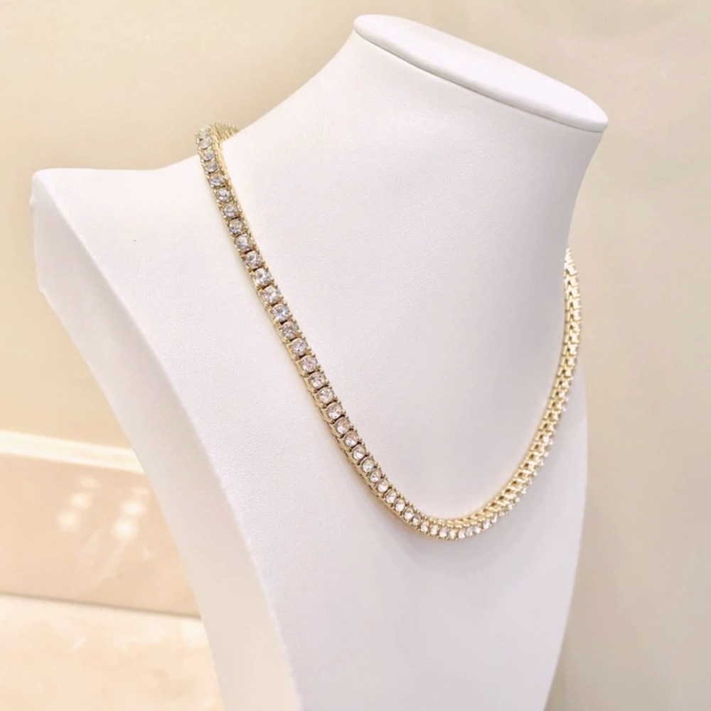 4mm Gold Tennis Necklace 18”